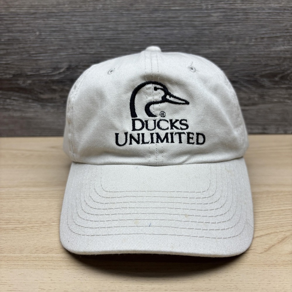 Ducks Unlimited Hat Cap Strap Back Khaki Embroidered Waterfowl Hunting Mens